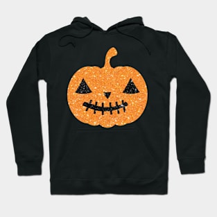 Pastel Orange Faux Glitter Halloween Pumpkin Face Hoodie